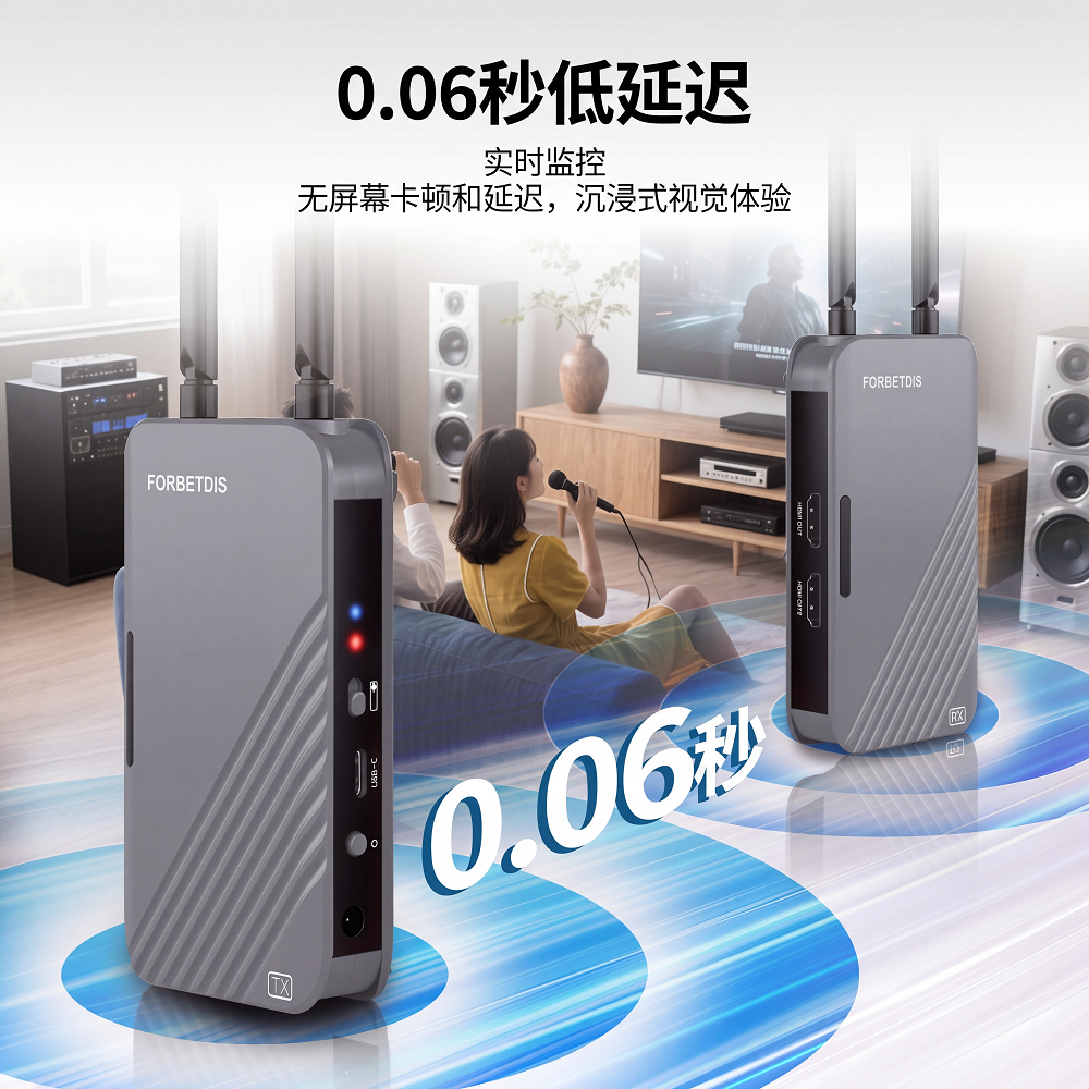 JM500PRO 4K 无线 HDMI 发射器与接收器 | 500米/1640英尺远距离传输 | 4K@30Hz | 0.06S 低延迟