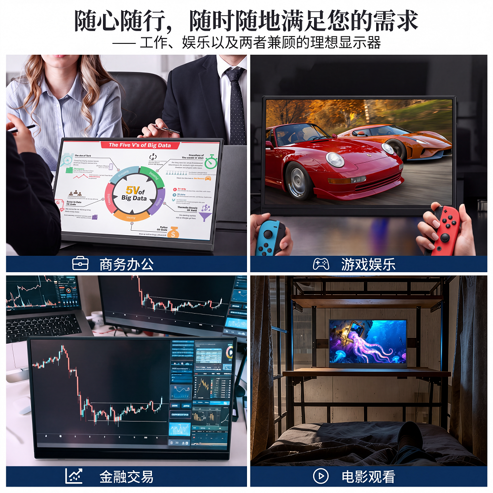 无线 HDMI 发射器与内置接收器便携显示屏